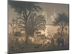 Fireworks on the River at Celebrations in Bassac-Louis Delaporte-Mounted Giclee Print