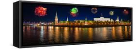 Fireworks over Kremlin in Moscow-Nik_Sorokin-Framed Stretched Canvas