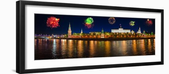 Fireworks over Kremlin in Moscow-Nik_Sorokin-Framed Photographic Print