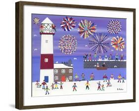 Fireworks over Lighthouse Bay-Gordon Barker-Framed Giclee Print