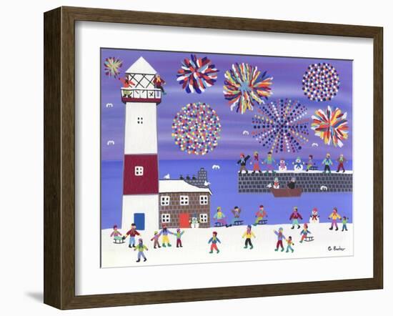 Fireworks over Lighthouse Bay-Gordon Barker-Framed Giclee Print