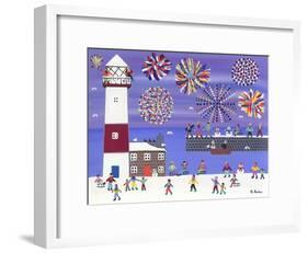 Fireworks over Lighthouse Bay-Gordon Barker-Framed Giclee Print