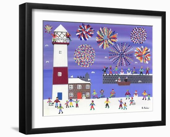 Fireworks over Lighthouse Bay-Gordon Barker-Framed Giclee Print