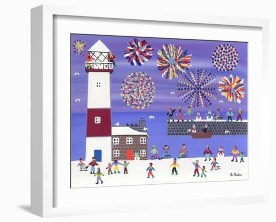 Fireworks over Lighthouse Bay-Gordon Barker-Framed Giclee Print