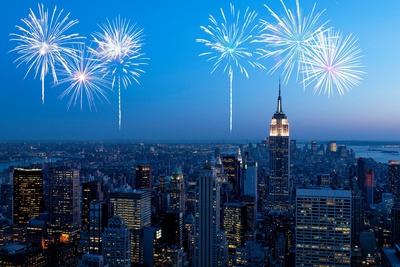 &lsquo;Fireworks over New York City, Manhattan&rsquo; Photographic Print - Lady
