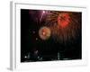 Fireworks Over Rainbow Bridge, Tokyo Bay, Japan-null-Framed Photographic Print