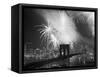 Fireworks over the Brooklyn Bridge-Bettmann-Framed Stretched Canvas