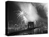 Fireworks over the Brooklyn Bridge-Bettmann-Stretched Canvas