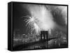 Fireworks over the Brooklyn Bridge-Bettmann-Framed Stretched Canvas