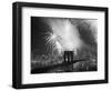 Fireworks over the Brooklyn Bridge-Bettmann-Framed Photographic Print