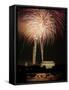 Fireworks Over the Capitol, the Washington Monument, and the Lincoln Memorial-null-Framed Stretched Canvas