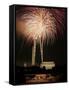 Fireworks Over the Capitol, the Washington Monument, and the Lincoln Memorial-null-Framed Stretched Canvas