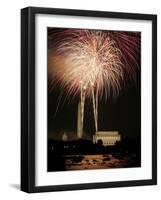 Fireworks Over the Capitol, the Washington Monument, and the Lincoln Memorial-null-Framed Photographic Print