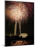 Fireworks Over the Capitol, the Washington Monument, and the Lincoln Memorial-null-Mounted Photographic Print