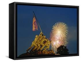 Fireworks over the Iwo Jima Memorial for Independence Day Celebrations, Arlington, Virginia, USA-Hodson Jonathan-Framed Stretched Canvas