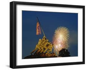 Fireworks over the Iwo Jima Memorial for Independence Day Celebrations, Arlington, Virginia, USA-Hodson Jonathan-Framed Photographic Print