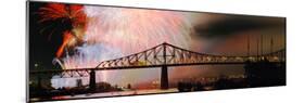 Fireworks over the Jacques Cartier Bridge at Night, Montreal, Quebec, Canada-null-Mounted Photographic Print