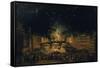 Fireworks over the Ponte alla Carraia, Florence in celebration of the feast of St. John the Baptist-Giovanni Signorini-Framed Stretched Canvas