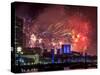 Fireworks over the South Bank, London, England, United Kingdom-Charles Bowman-Stretched Canvas