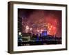 Fireworks over the South Bank, London, England, United Kingdom-Charles Bowman-Framed Photographic Print