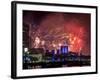 Fireworks over the South Bank, London, England, United Kingdom-Charles Bowman-Framed Photographic Print