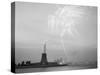 Fireworks over the Statue of Liberty-null-Stretched Canvas