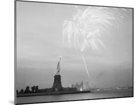 Fireworks over the Statue of Liberty-null-Mounted Photographic Print