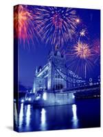 Fireworks Over the Tower Bridge, London, Great Britain, UK-Jim Zuckerman-Stretched Canvas