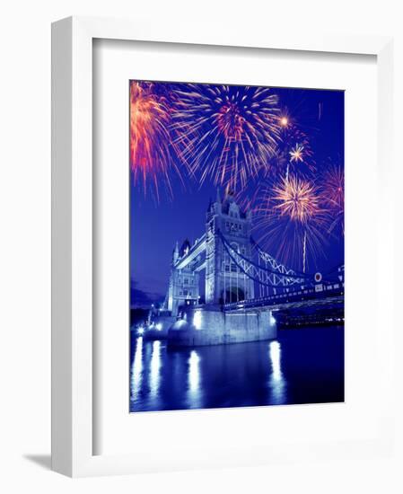 Fireworks Over the Tower Bridge, London, Great Britain, UK-Jim Zuckerman-Framed Photographic Print