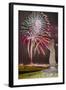 Fireworks Ring in the New Year from the Town of Hanga Roa over Moai-Michael Nolan-Framed Photographic Print