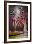 Fireworks Ring in the New Year from the Town of Hanga Roa over Moai-Michael Nolan-Framed Photographic Print