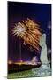 Fireworks Ring in the New Year from the Town of Hanga Roa over Moai-Michael Nolan-Mounted Photographic Print