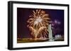 Fireworks Ring in the New Year from the Town of Hanga Roa over Moai-Michael Nolan-Framed Photographic Print