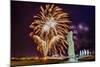 Fireworks Ring in the New Year from the Town of Hanga Roa over Moai-Michael Nolan-Mounted Photographic Print