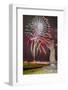 Fireworks Ring in the New Year from the Town of Hanga Roa over Moai-Michael Nolan-Framed Photographic Print