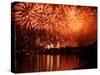 Fireworks Show by the Wawel Castle over Vistula River, Krakow, Poland-pryzmat-Stretched Canvas
