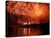 Fireworks Show by the Wawel Castle over Vistula River, Krakow, Poland-pryzmat-Stretched Canvas