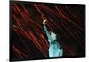 Fireworks Surrounding Statue of Liberty-Joe Polimeni-Framed Premium Photographic Print