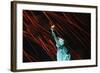 Fireworks Surrounding Statue of Liberty-Joe Polimeni-Framed Photographic Print