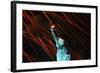 Fireworks Surrounding Statue of Liberty-Joe Polimeni-Framed Photographic Print