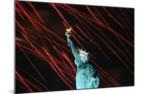 Fireworks Surrounding Statue of Liberty-Joe Polimeni-Mounted Photographic Print