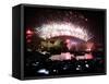 Fireworks That Flash Above Sydney Harbour Bridge and Opera House During New Year Celebrations-null-Framed Stretched Canvas