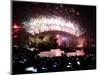 Fireworks That Flash Above Sydney Harbour Bridge and Opera House During New Year Celebrations-null-Mounted Photographic Print