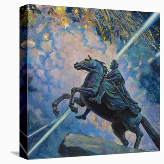 Fireworks. the Bronze Horseman-Boris Michaylovich Kustodiev-Stretched Canvas