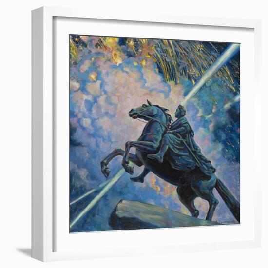 Fireworks. the Bronze Horseman-Boris Michaylovich Kustodiev-Framed Giclee Print