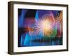 Fireworks with Digital Composite Background-null-Framed Photographic Print