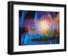 Fireworks with Digital Composite Background-null-Framed Photographic Print