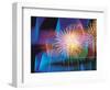 Fireworks with Digital Composite Background-null-Framed Photographic Print