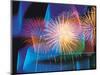 Fireworks with Digital Composite Background-null-Mounted Photographic Print