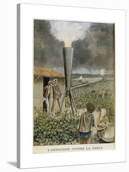Firing a Cannon into Clouds to Prevent a Hail Storm, 1901-null-Stretched Canvas